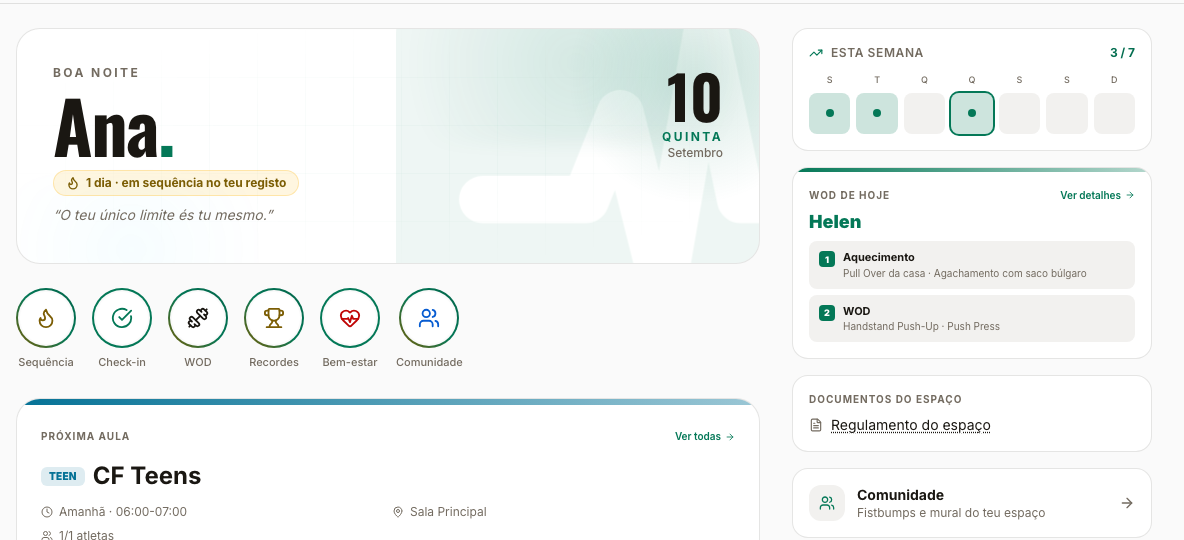 Portal e app do atleta